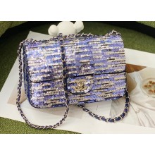 Chanel Sequins Mini Classic Flap Bag Blue 2022