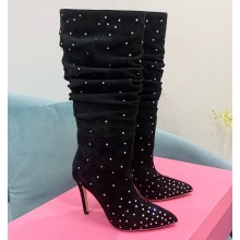 Paris Texas Heel 9cm Holly embellished suede boots Black 2022
