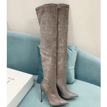Casadei Heel 12cm Blade Leather over-the-knee boots Suede Gray 2022