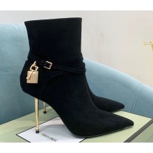 Tom Ford Heel 10.5cm LEATHER PADLOCK ANKLE boots Suede Black 2022