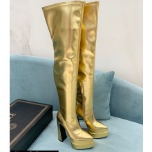 Versace Heel 15cm Platform 5.5cm Leather Knee-high boots Gold 2022