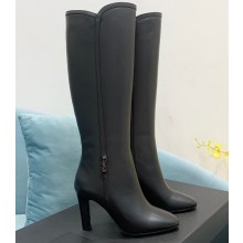 Saint Laurent Heel 9cm jane monogram boots in leather Black 2022