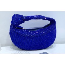 Bottega Veneta mini jodie rhinestone-embellished satin top handle bag Blue