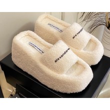Alexander Wang Heel 9.5cm Platform 6cm Taji Slide Sandals Shearling White 2022