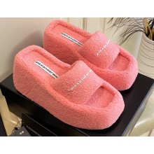 Alexander Wang Heel 9.5cm Platform 6cm Taji Slide Sandals Shearling Pink 2022