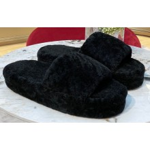Bottega Veneta resort teddy Shearling slides Black 2022