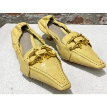 Bottega Veneta leather madame pumps Light Yellow