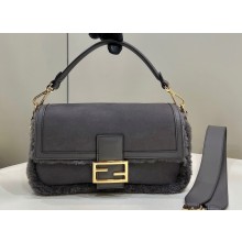Fendi Medium Baguette sheepskin bag Gray
