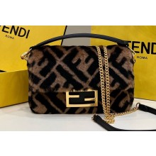 Fendi Mini Baguette FF Brown sheepskin bag