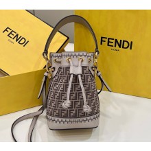 Fendi Mon Tresor Mini bucket bag FF Suede Beige