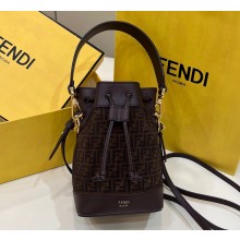 Fendi Mon Tresor Mini bucket bag FF print Coffee/Burgundy