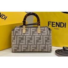 Fendi By The Way Mini Boston bag FF tapestry fabric Gray