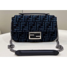 Fendi Medium Baguette Chain Midi FF tapestry fabric bag Blue