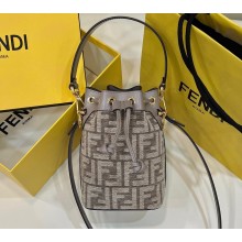 Fendi Mon Tresor Mini bucket bag FF tapestry fabric Beige