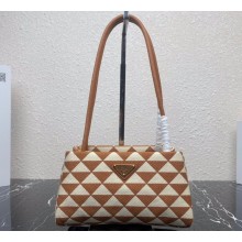 Prada Symbole Small embroidered fabric bag 1BA368 Brown/White 2022