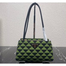 Prada Symbole Small embroidered fabric bag 1BA368 Black/Green 2022