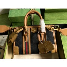Gucci Mini top handle bag with Double G 715771 Canvas and leather Brown