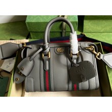 Gucci Mini top handle bag with Double G 715771 leather Gray