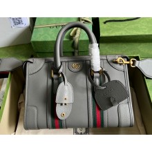 Gucci Small top handle bag with Double G 715772 leather Gray