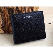 Saint Laurent Logo Short Fold Wallet 453276 Black