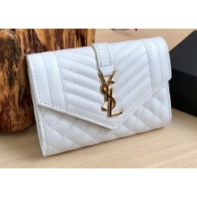 Saint Laurent small envelope wallet in mix Leather 651026 White