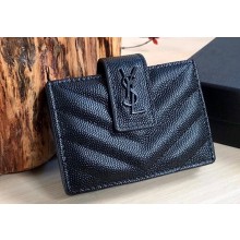 Saint Laurent cassandre Card Holder Wallet 607907 So Black