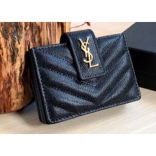 Saint Laurent cassandre Card Holder Wallet 607907 Black/Gold
