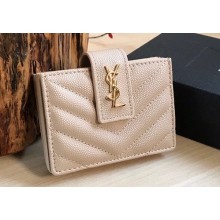 Saint Laurent cassandre Card Holder Wallet 607907 Beige