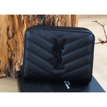 Saint Laurent cassandre Compact Bi-fold Wallet 403723 So Black