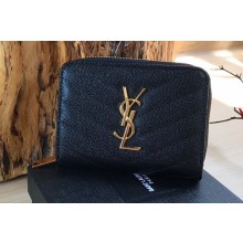 Saint Laurent cassandre Compact Bi-fold Wallet 403723 Black/Gold