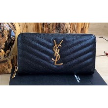 Saint Laurent cassandre zip around Wallet 358094 Black/Gold