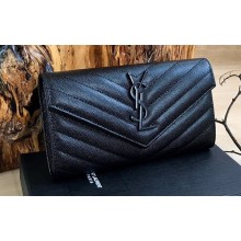 Saint Laurent cassandre large flap wallet 372264 So Black