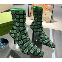 Gucci Heel 7.5cm GG knit ankle boots ‎718378 Black/Green 2022