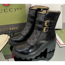 Gucci Heel 6.5cm GG ankle boots with buckles 701100 Black 2022