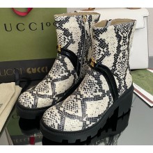 Gucci Heel 6.5cm ankle boots with Double G Python Pattern 2022
