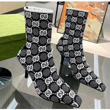Gucci Heel 7.5cm GG knit ankle boots ‎718378 Black/White 2022