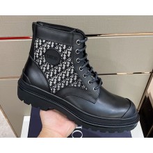 Dior Smooth Calfskin and Oblique Jacquard Explorer Men's Ankle Boots Black/Beige 2022