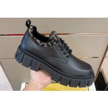 Fendi Force Men's Lace-ups Loafers Calfskin Black 2022