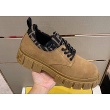 Fendi Force Men's Lace-ups Loafers Suede Brown 2022