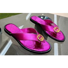 Gucci Interlocking G Women/Men thong sandals Fuchsia 2022