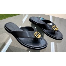 Gucci Interlocking G Women/Men thong sandals Black 2022