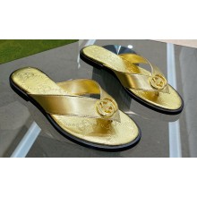 Gucci Interlocking G Women/Men thong sandals Gold 2022