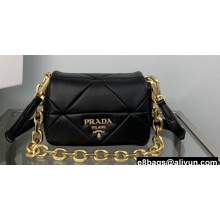 Prada System nappa leather patchwork shoulder bag 1BD292 Black