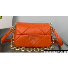 Prada System nappa leather patchwork shoulder bag 1BD292 Orange