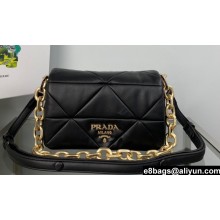 Prada System nappa leather patchwork shoulder bag 1BD328 Black