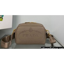 Prada Perforated logo Leather shoulder bag 1BH187 Camel 2022