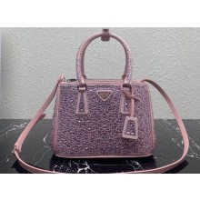 Prada Galleria satin Small bag with crystals 1BA896 Pink