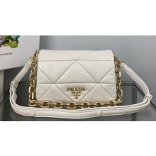 Prada System nappa leather patchwork shoulder bag 1BD328 White
