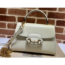 Gucci Horsebit 1955 medium bag ‎702049 leather White