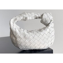 Bottega Veneta intrecciato leather mini jodie top handle bag chalk